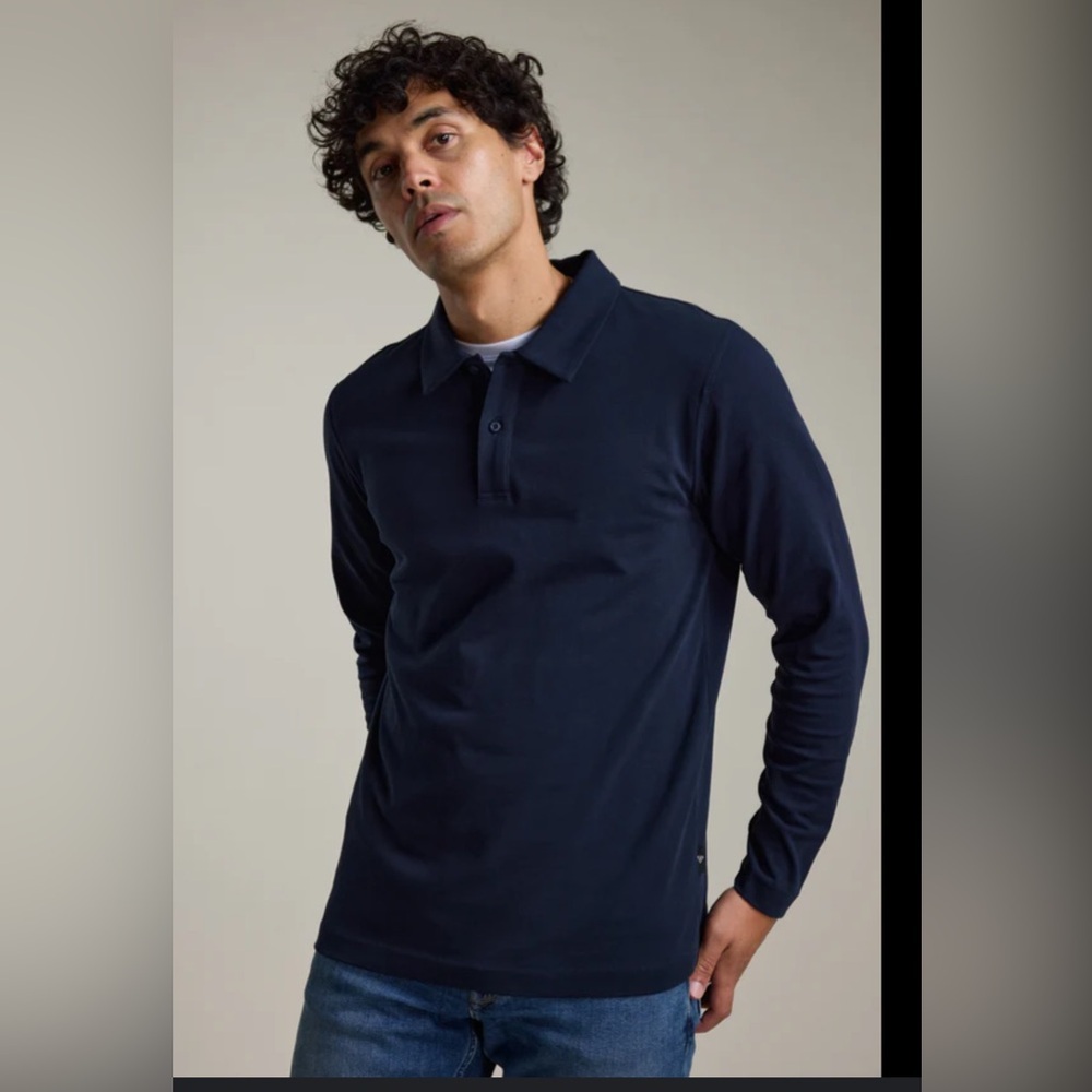 Barkers Polo Organic Cotton Long Sleeve Shirt Men’s Navy , XXL